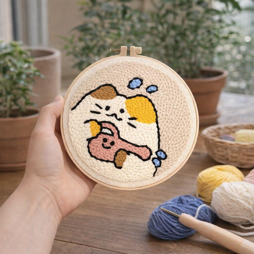 Punch Needle Chat jardinier