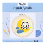 Punch Needle Chat sur la lune