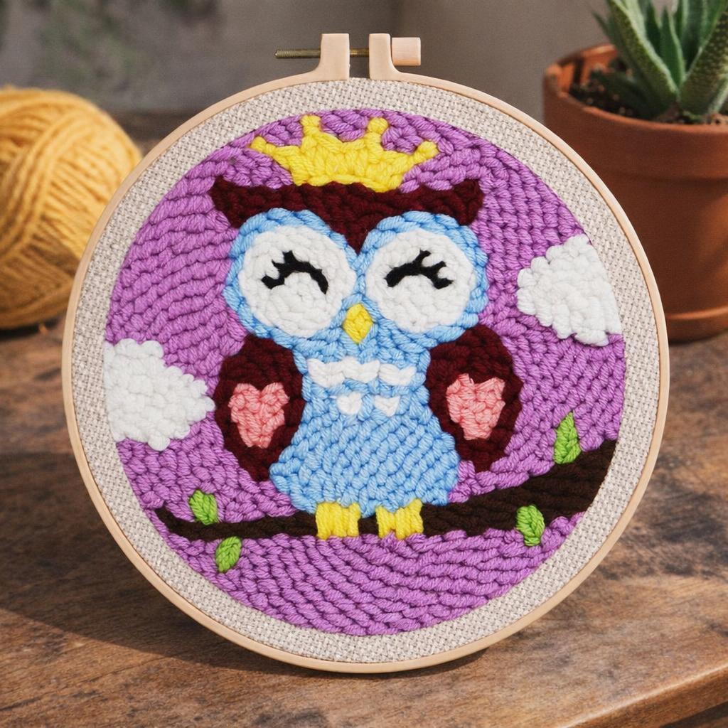 Punch Needle Chouette endormie