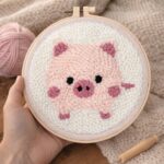 Punch Needle Cochon rose