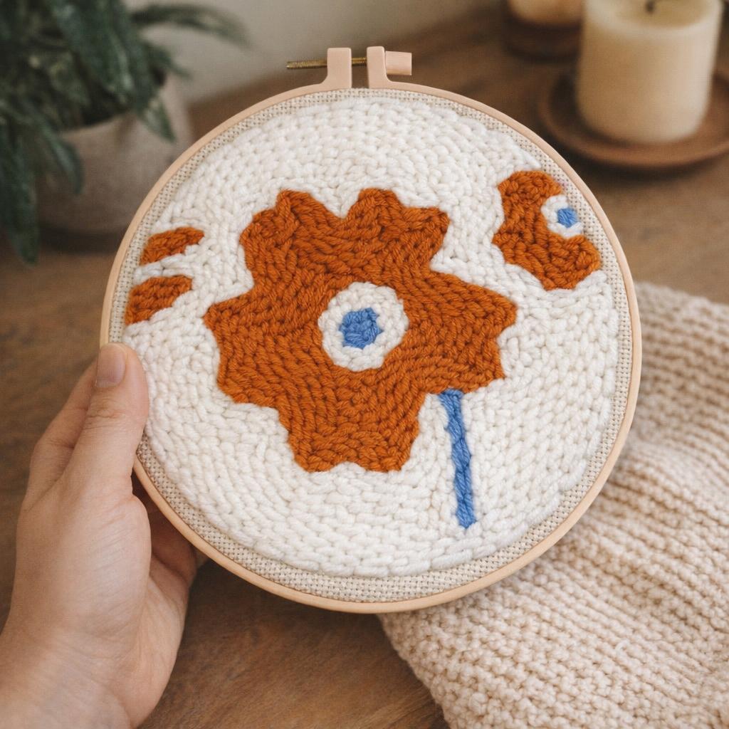 Punch Needle Coquelicot brun