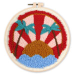 Punch Needle Coucher de soleil tropical