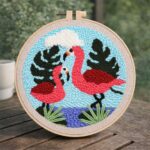 Punch Needle Couple de Flamants roses