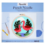 Punch Needle Couple de Flamants roses