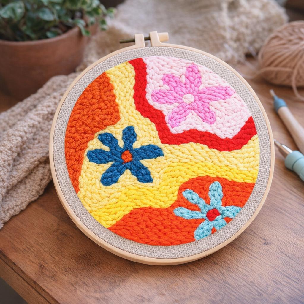 Punch Needle Dégradé de Fleurs