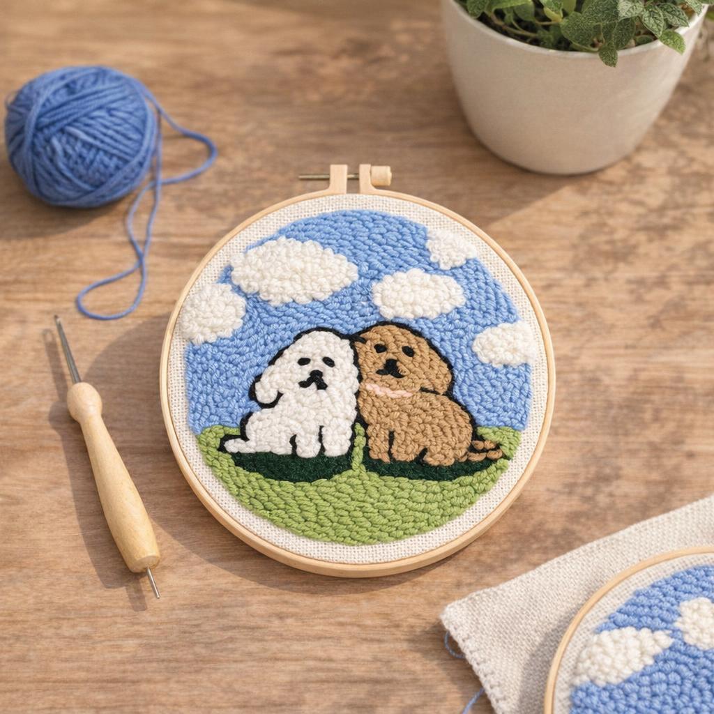 Punch Needle Duo de chiens