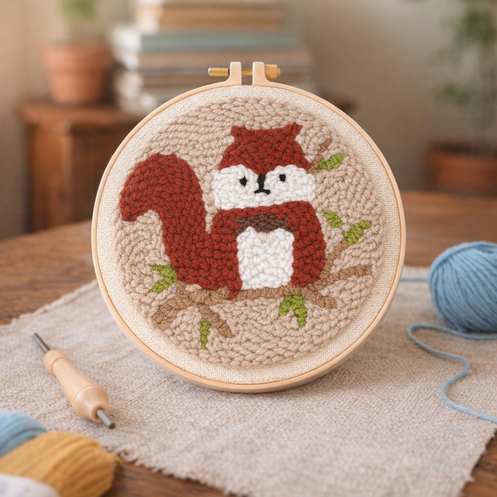 Punch Needle Écureuil mignon