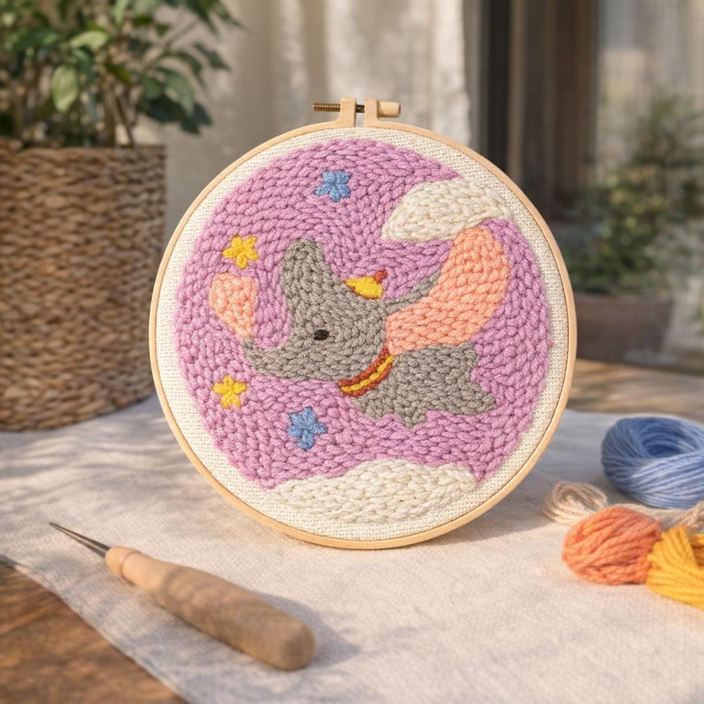 Punch Needle Éléphant volant