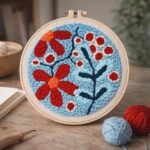 Punch Needle Explosion de Fleurs rouges