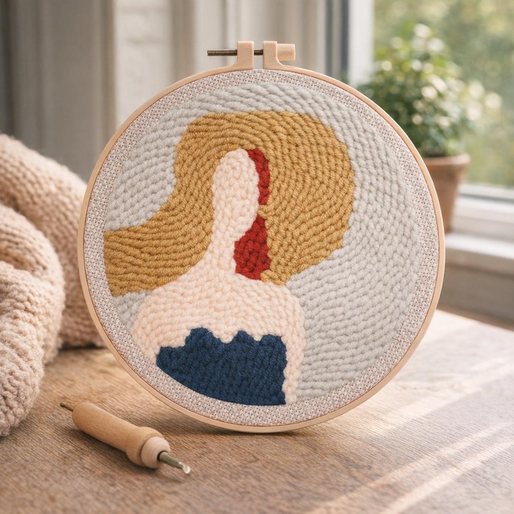 Punch Needle Femme au Chapeau