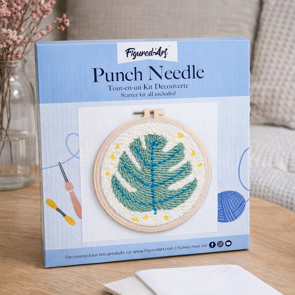 Feuille verte punch needle