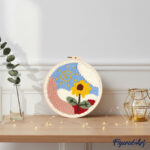 Punch Needle Fleur au lever du soleil