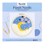 Punch Needle Fleurs de Cerisiers et Lune