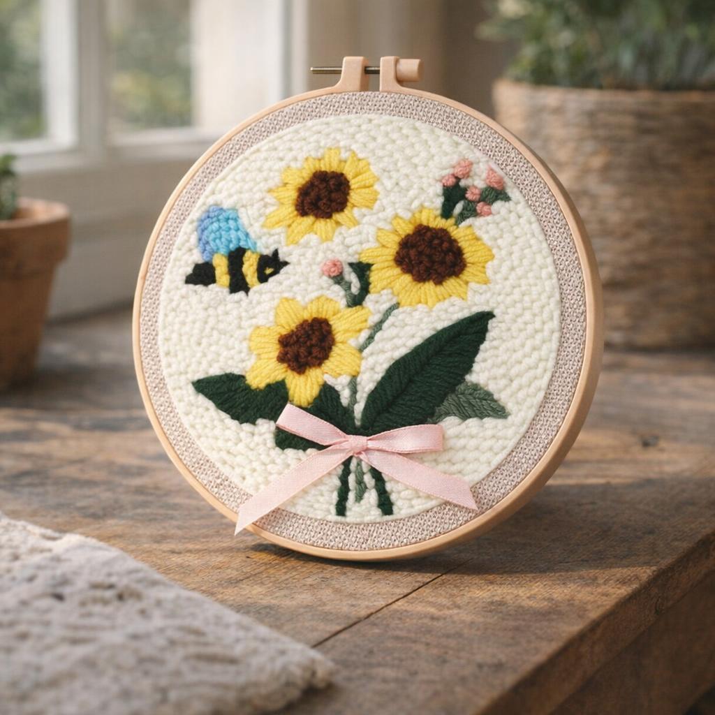 Punch Needle Fleurs et Abeille