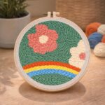 Punch Needle Fleurs et Arc en Ciel