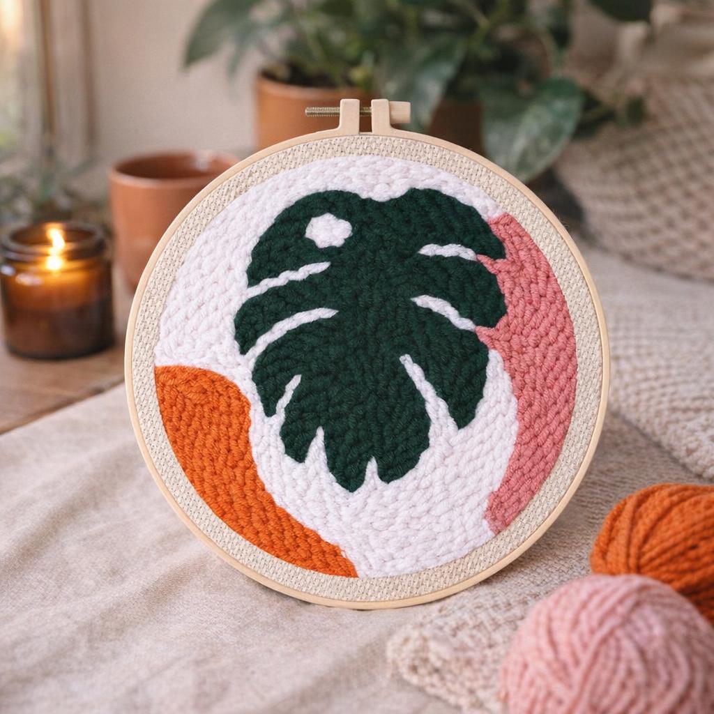 Punch Needle Grande Feuille verte