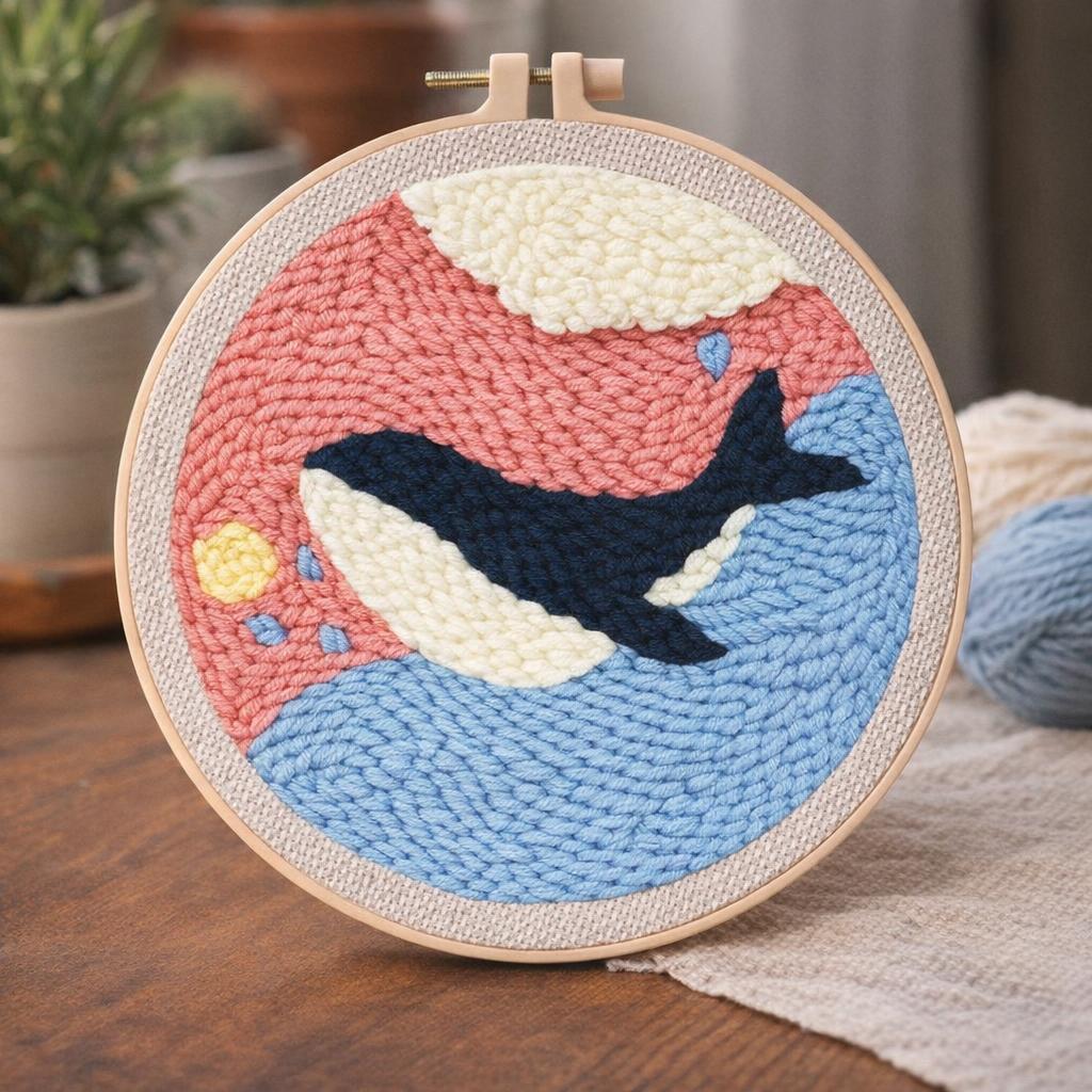 Punch Needle Jolie Baleine bleue