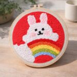 Punch Needle Lapin et Arc en Ciel