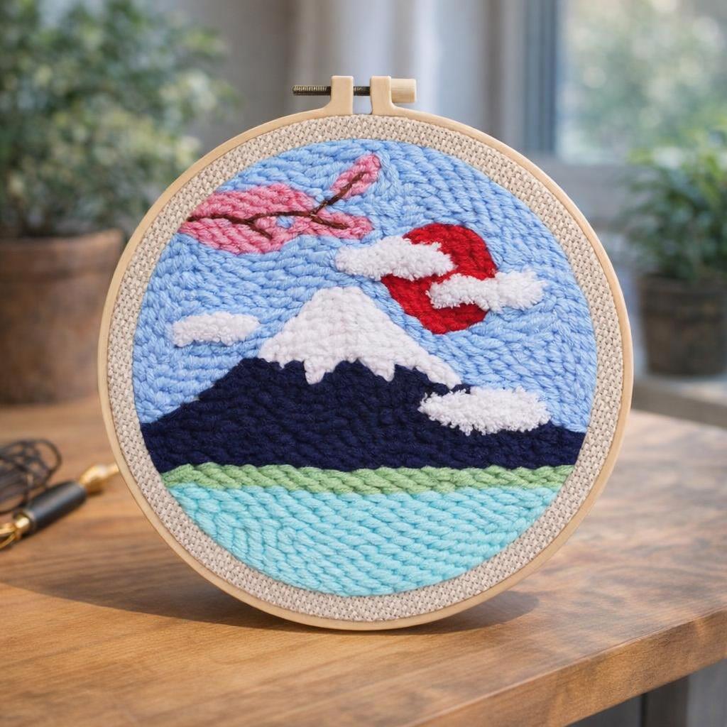 Punch Needle Le Mont Fuji et Cerisier