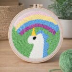 Punch Needle Licorne et Arc en Ciel