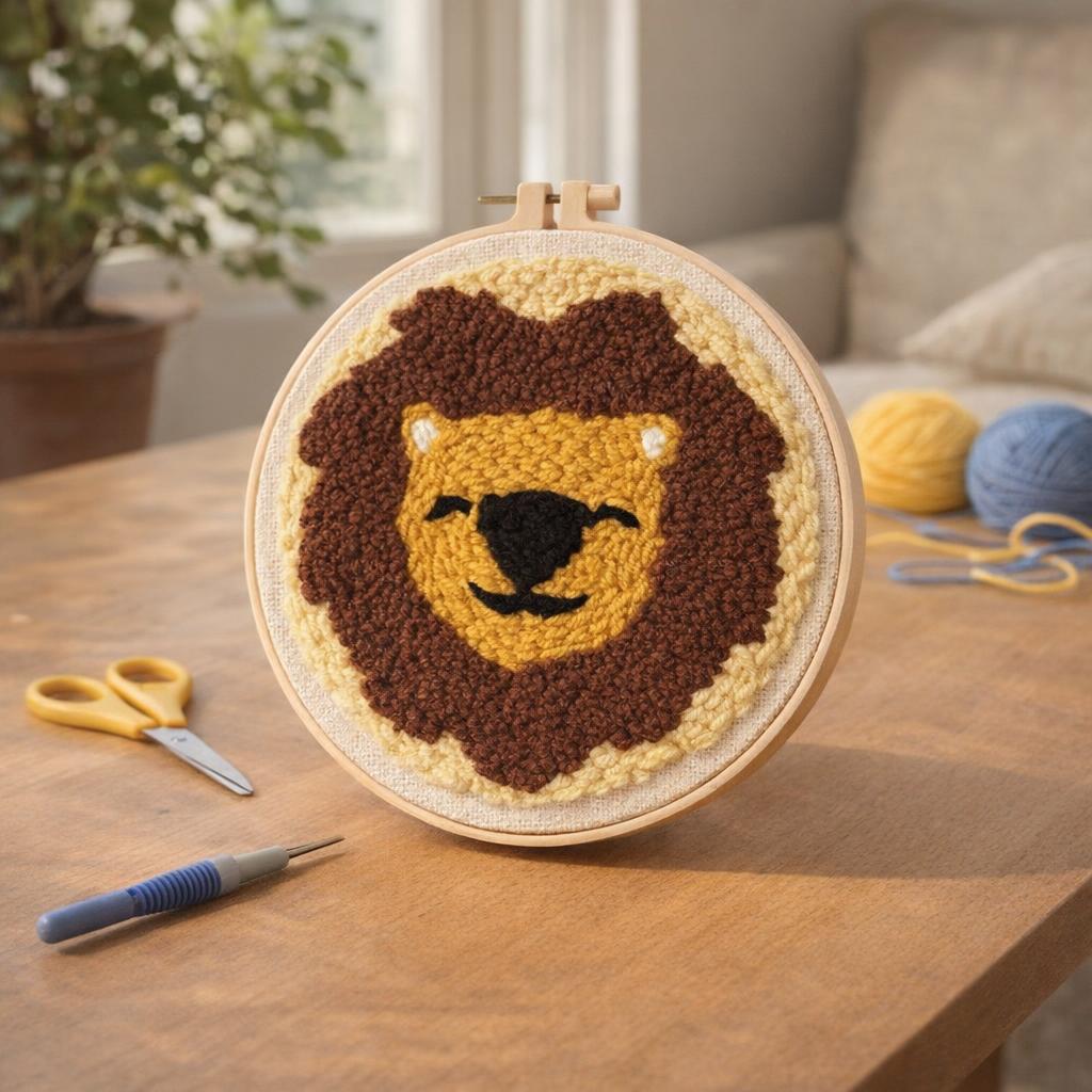 Punch Needle Lion mignon