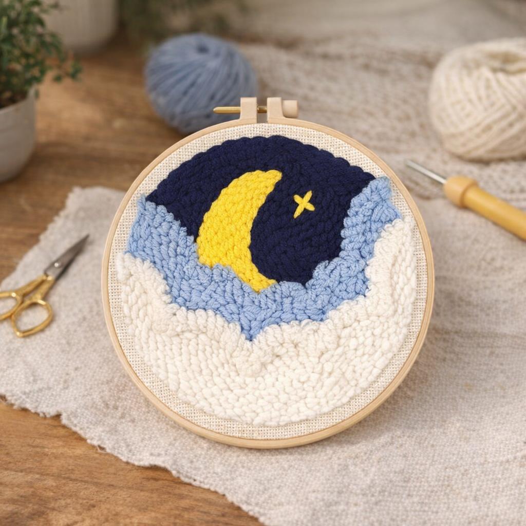 Punch Needle Lune cachée