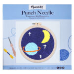 Punch Needle Lune Etoilée et Saturne