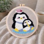 Punch Needle Manchot maman et bébé