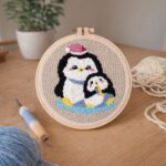 Punch Needle Manchot maman et bébé