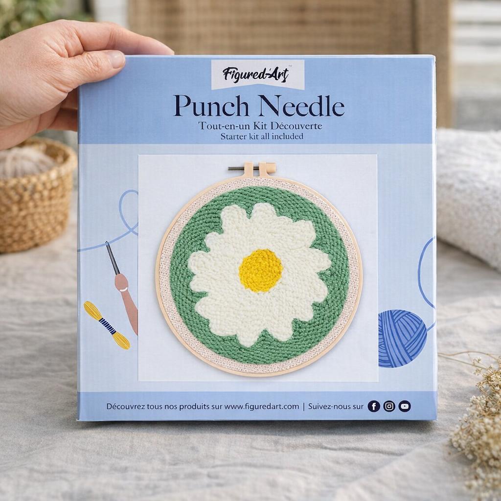 Punch Needle Marguerite blanche