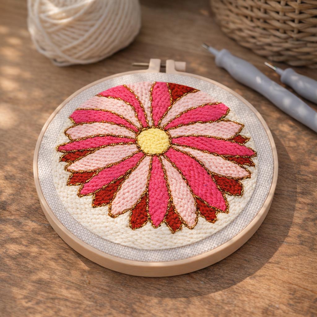 Punch Needle Feuille bi-colore