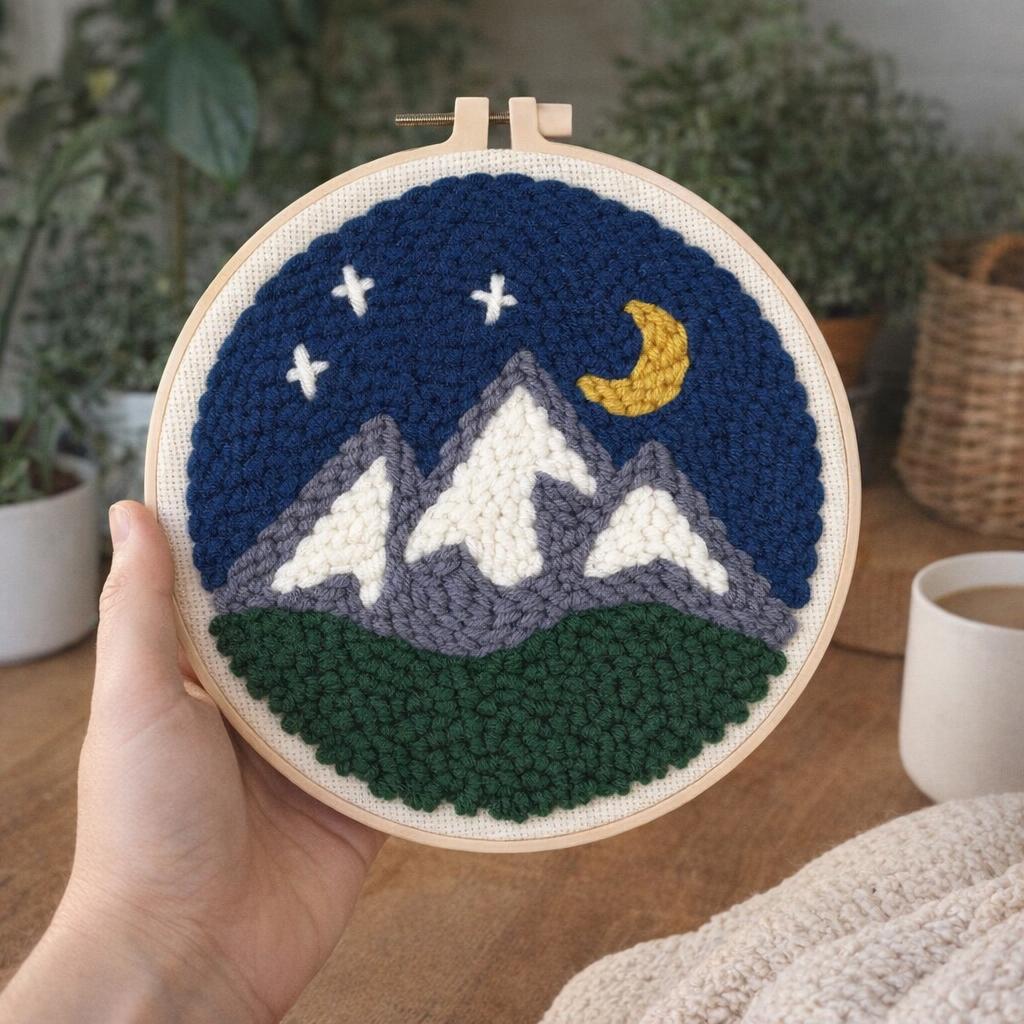 Punch Needle Montagnes de nuit