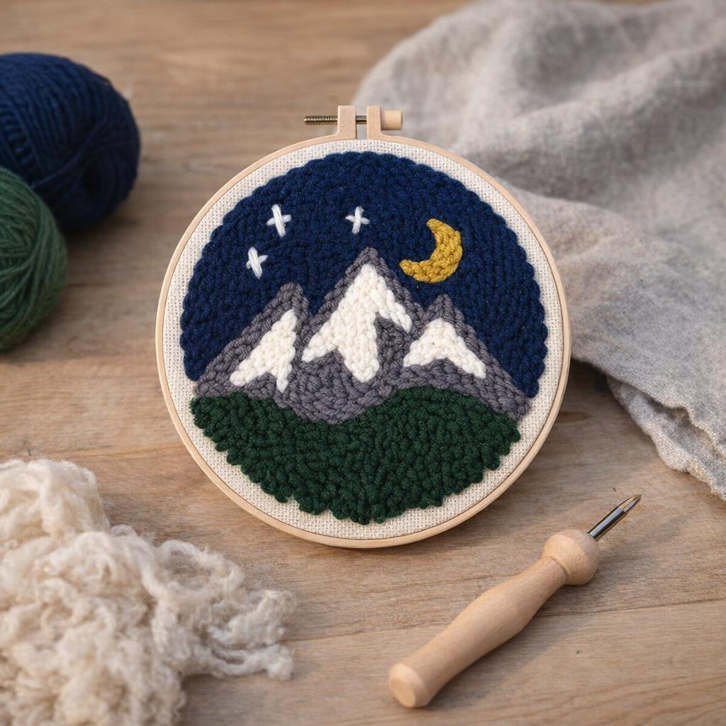 Punch Needle Montagnes de nuit