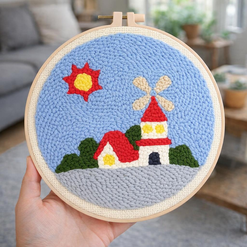 Punch Needle Moulin ensoleillé