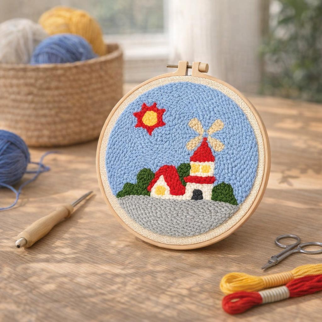 Punch Needle Moulin ensoleillé