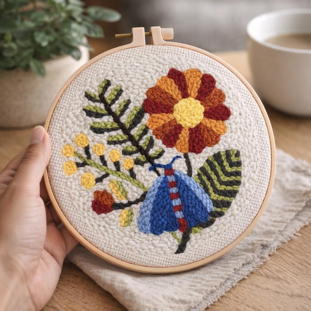 Papillon bleu fleurs