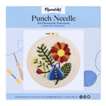 Punch Needle Papillon bleu et fleurs