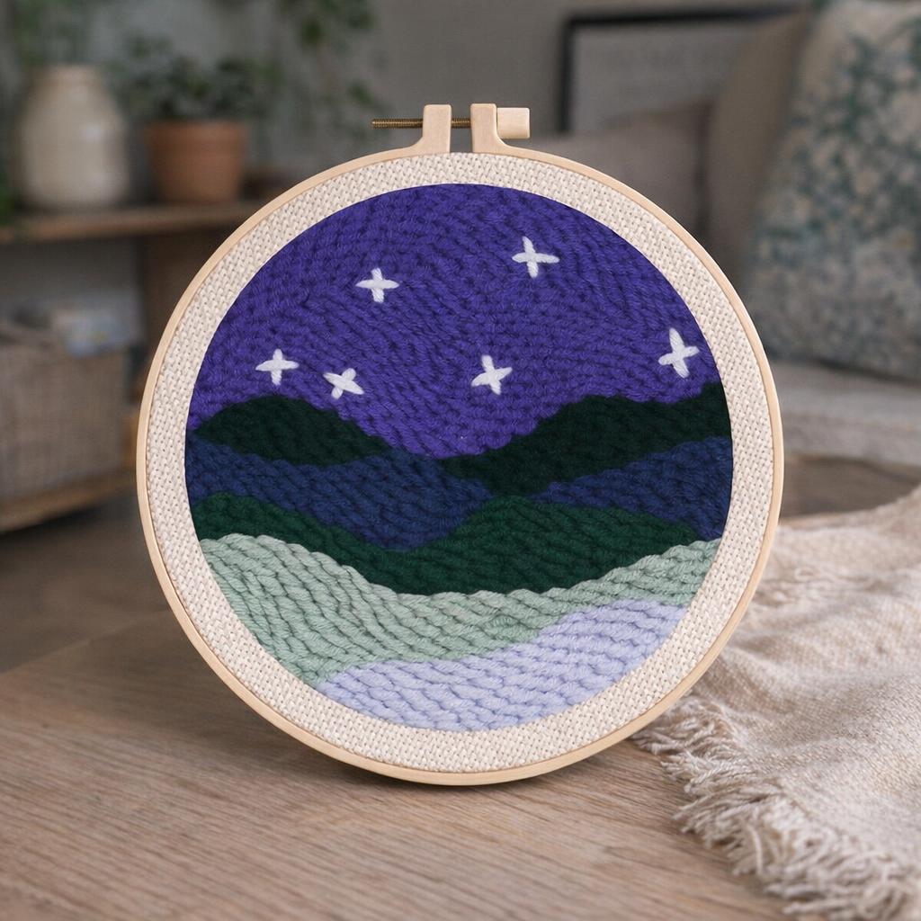 Punch Needle Licorne et Arc en Ciel