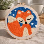 Punch Needle Petit Renard et Ciel Bleu