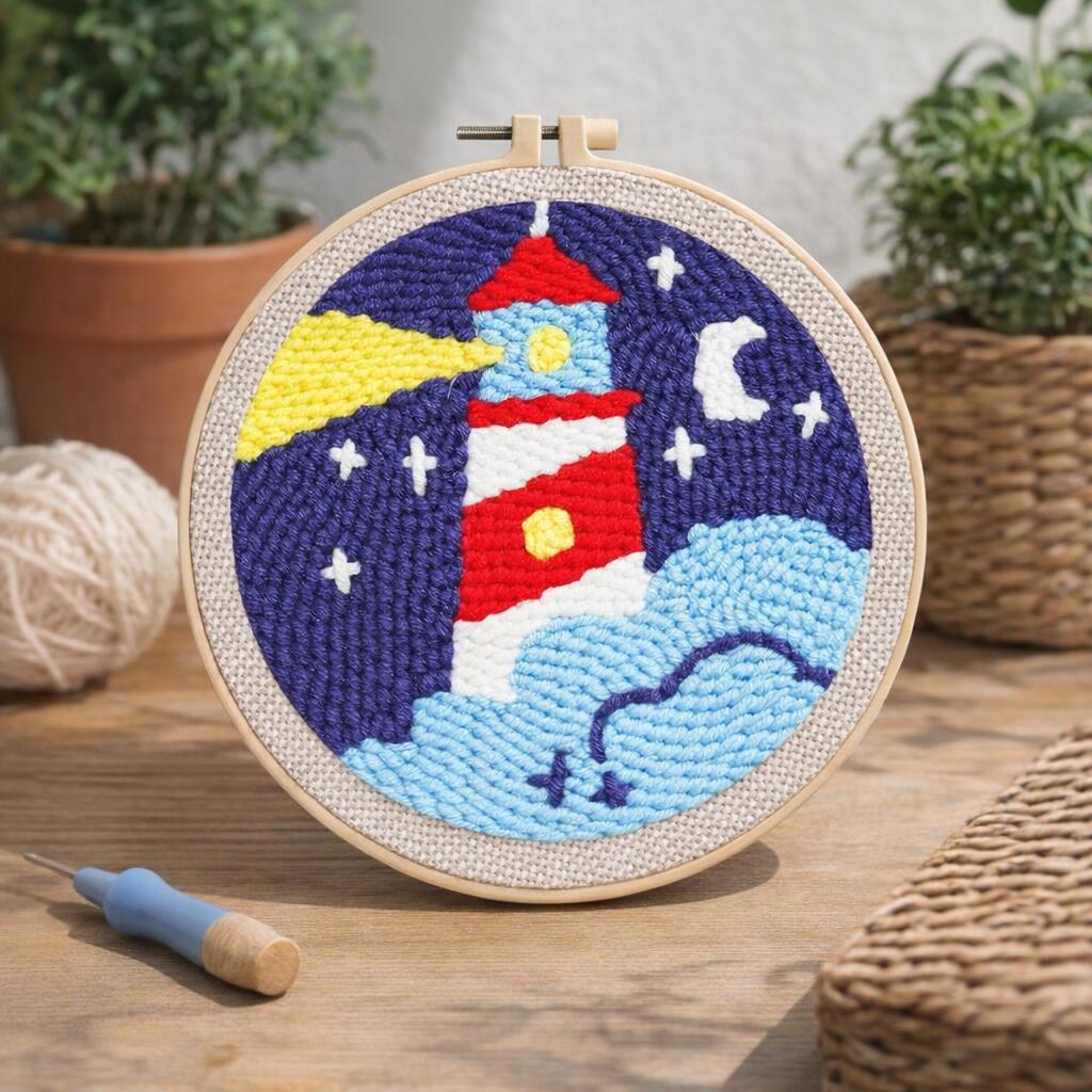 Punch Needle Phare et Nuit Etoilée