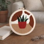 Punch Needle Plante en pot rouge