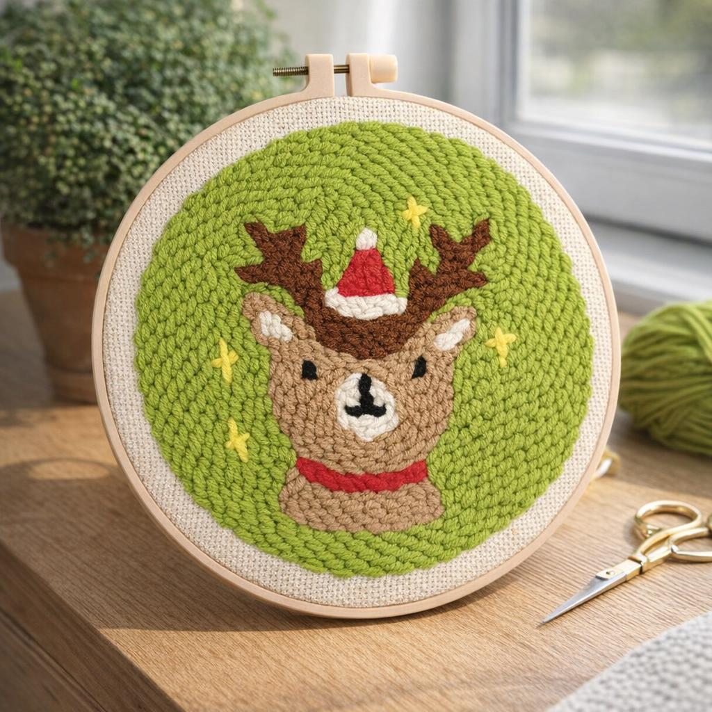 Punch Needle Renne de Noël