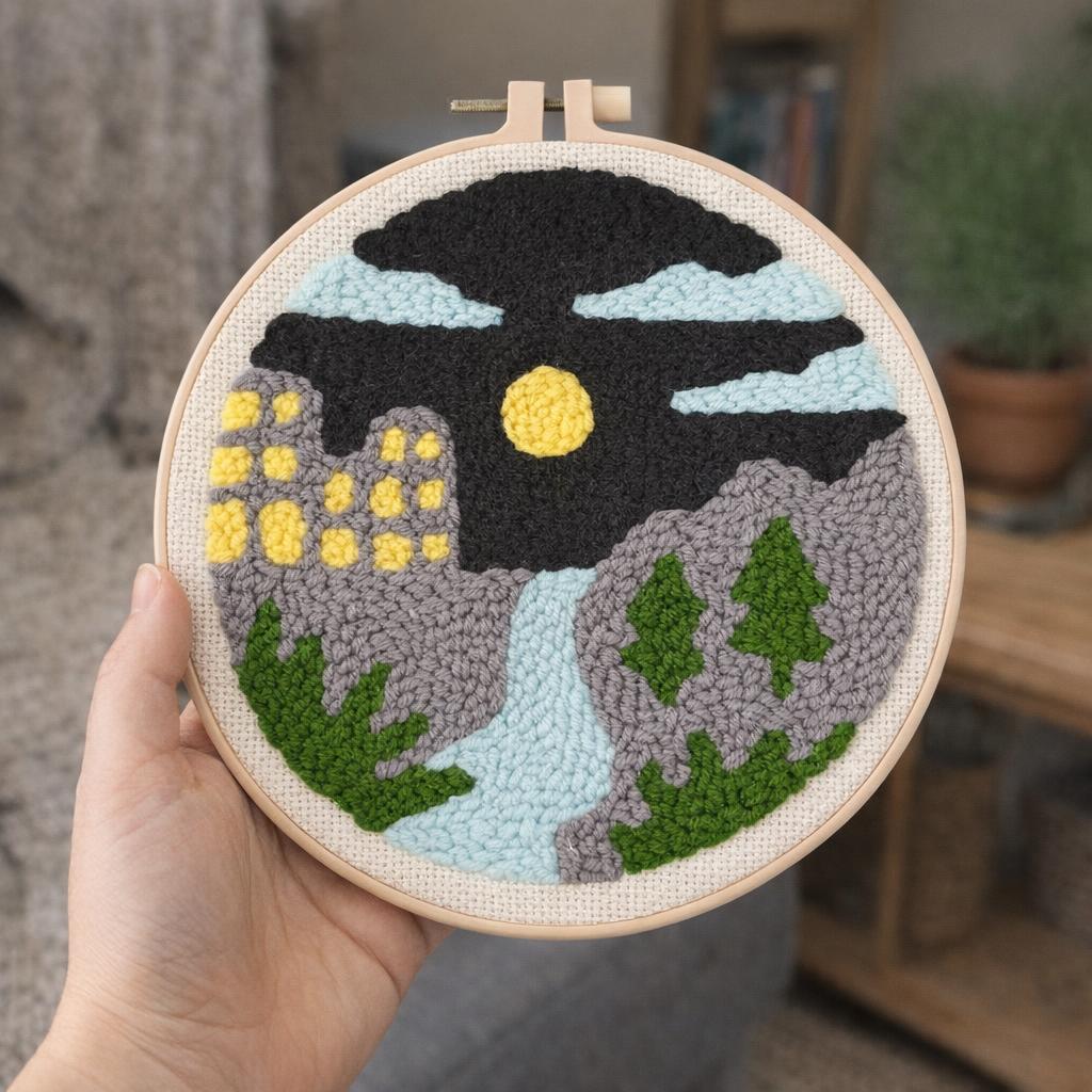 Punch Needle Rivière de nuit