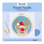 Punch Needle Tête de Renne et Bonnet de Noël