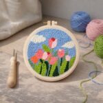 Punch Needle Tulipes et ciel bleu