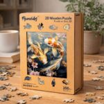 Puzzle en Bois Adulte - Carpe Koï et Fleurs