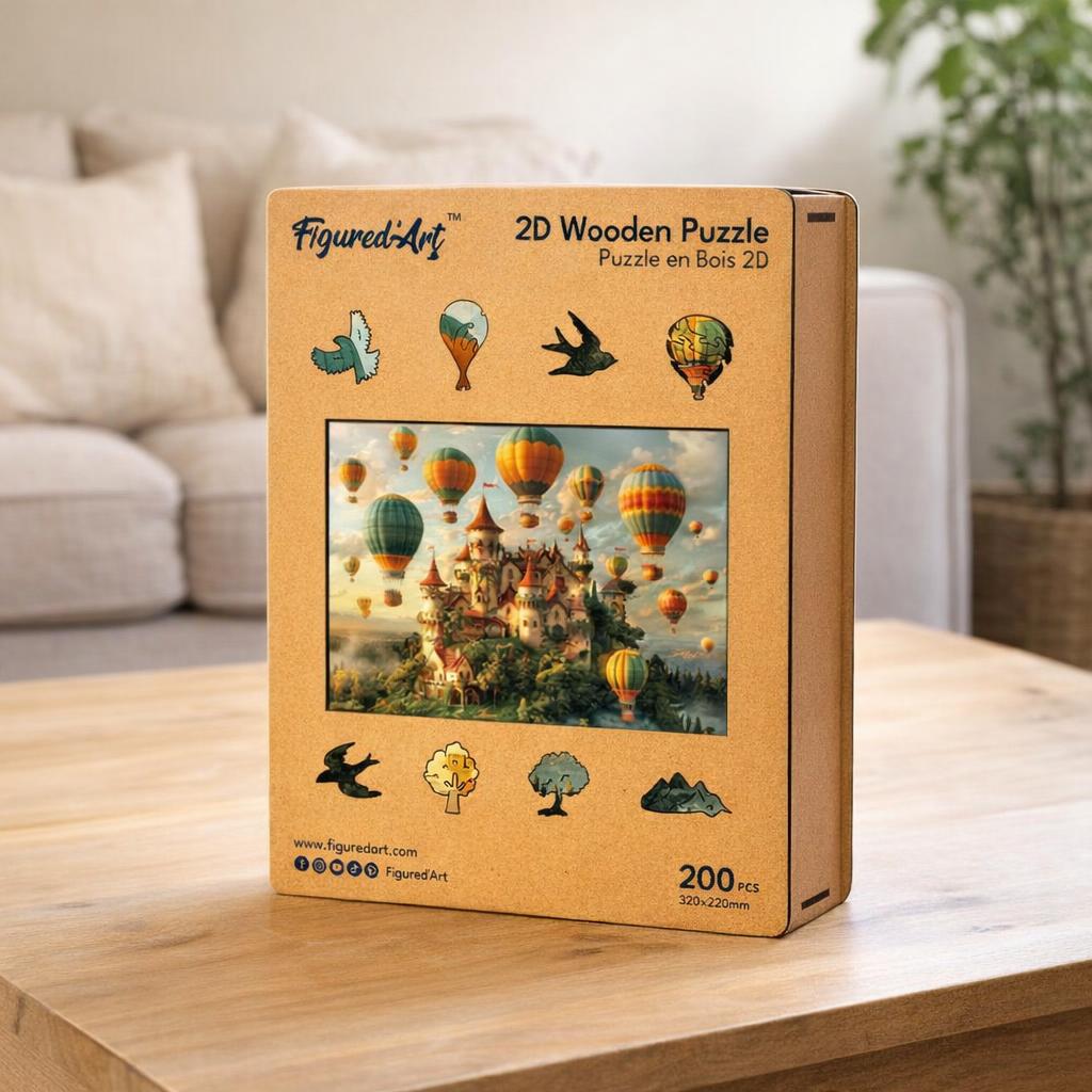 Puzzle en Bois Adulte - Château et Montgolfières