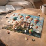 Puzzle en Bois Adulte - Château et Montgolfières