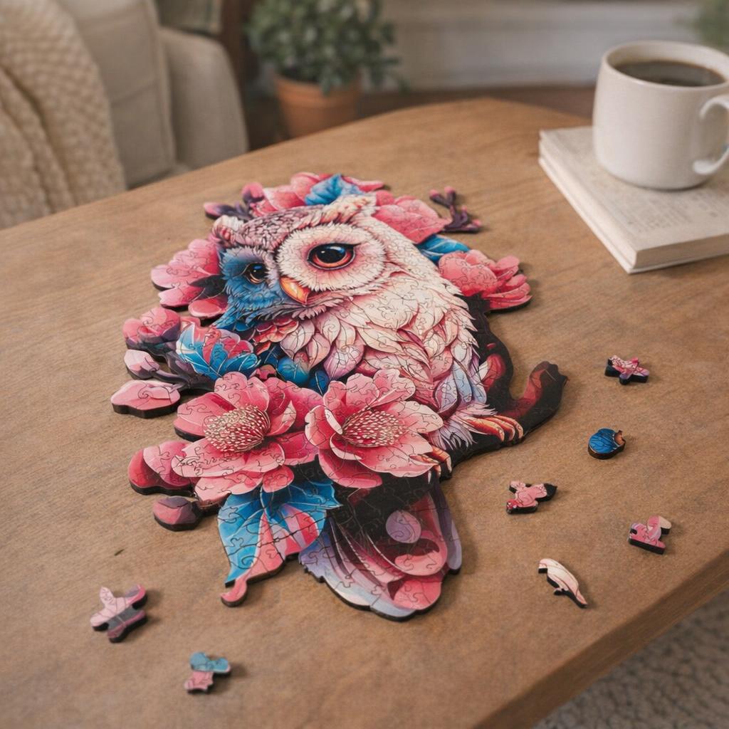 Puzzle en Bois Adulte - Chouette florale