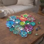 Puzzle en Bois Adulte - Cœur de Succulentes